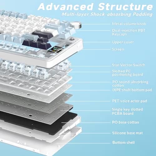 AULA S75 PRO Wireless Mechanical Keyboard with Screen&Knob, 75% Hot Swappable Gaming Keyboard with Pre-lubed Switches, RGB Backlit, PBT Keycaps Creamy Sounding Pc Gaming Keyboards image