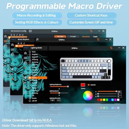 AULA S75 PRO Wireless Mechanical Keyboard with Screen&Knob, 75% Hot Swappable Gaming Keyboard with Pre-lubed Switches, RGB Backlit, PBT Keycaps Creamy Sounding Pc Gaming Keyboards image