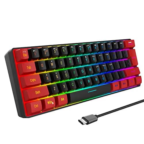 Snpurdiri 60% Wired Gaming Keyboard, Ultra-Compact RGB Backlit Small Gaming Keyboard for PC Computer Gamer (Red and Black) image