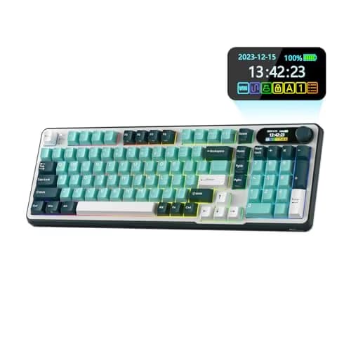 RK ROYAL KLUDGE S98 Mechanical Keyboard w/Smart Display & Knob, Top Mount 96% Wireless Mechanical Keyboard BT/2.4G/USB-C, Hot Swappable, Software Support, Creamy Sounding, 98 Keys image