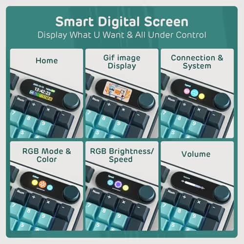RK ROYAL KLUDGE S98 Mechanical Keyboard w/Smart Display & Knob, Top Mount 96% Wireless Mechanical Keyboard BT/2.4G/USB-C, Hot Swappable, Software Support, Creamy Sounding, 98 Keys image