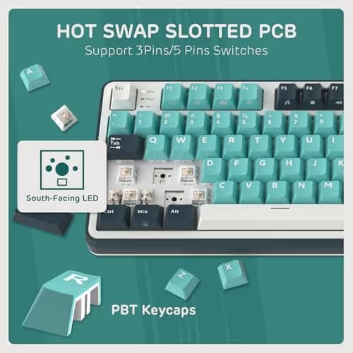 RK ROYAL KLUDGE S98 Mechanical Keyboard w/Smart Display & Knob, Top Mount 96% Wireless Mechanical Keyboard BT/2.4G/USB-C, Hot Swappable, Software Support, Creamy Sounding, 98 Keys image