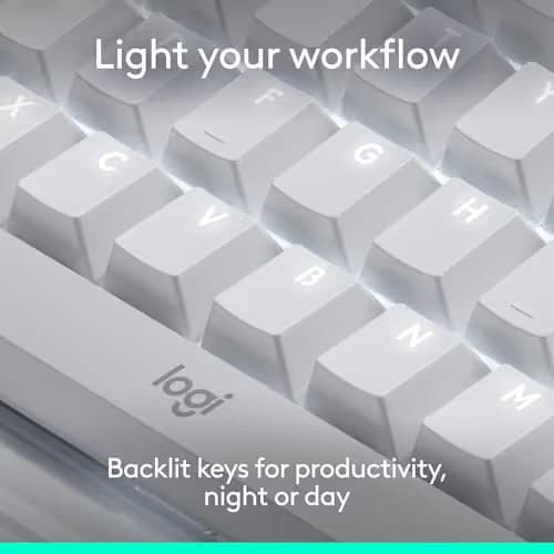 Logitech Alto Keys K98M Wireless Mechanical Keyboard, Customizable Keyboard with Vibration Absorbing Gasket, Backlit Keys, Bluetooth, USB-C Charging, for PC, Mac, Laptops - Off-White image