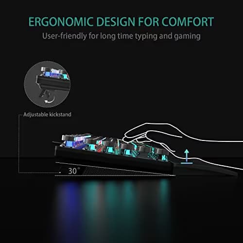 AULA F2088 Typewriter Style Mechanical Gaming Keyboard Wired,Blue Switches,Rainbow LED Backlit,Removable Wrist Rest,Media Control Knob,Retro Punk Round Keycaps,USB Wired Computer Keyboard image