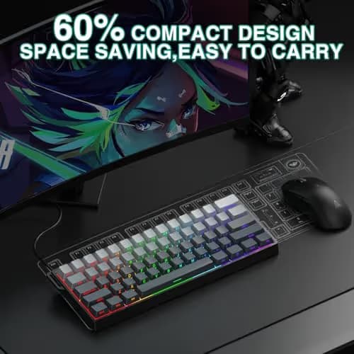 Aula WIN60 HE - 60% Mechanical Gaming Keyboard Wired, Hall Effect Magnetic Switch Hot Swappable,8000 Hz Polling Rate, RGB Keyboard 60 Percent Compact Design for PC (Gradient Gray) image