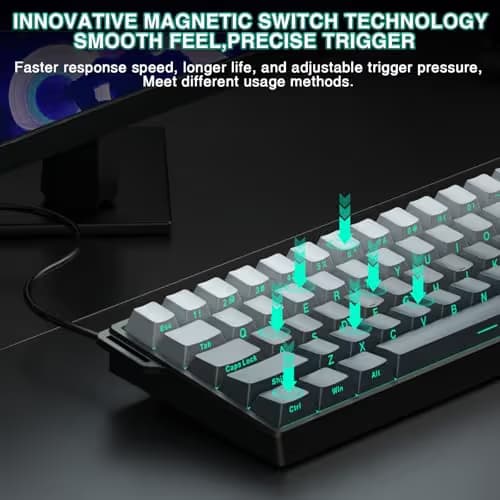 Aula WIN60 HE - 60% Mechanical Gaming Keyboard Wired, Hall Effect Magnetic Switch Hot Swappable,8000 Hz Polling Rate, RGB Keyboard 60 Percent Compact Design for PC (Gradient Gray) image