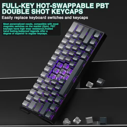 Aula WIN60 HE - 60% Mechanical Gaming Keyboard Wired, Hall Effect Magnetic Switch Hot Swappable,8000 Hz Polling Rate, RGB Keyboard 60 Percent Compact Design for PC (Gradient Gray) image