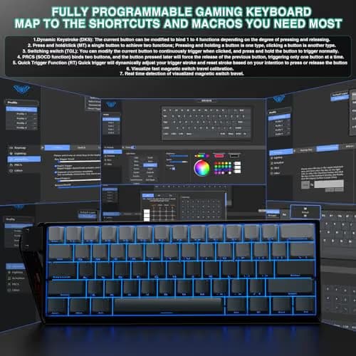 Aula WIN60 HE - 60% Mechanical Gaming Keyboard Wired, Hall Effect Magnetic Switch Hot Swappable,8000 Hz Polling Rate, RGB Keyboard 60 Percent Compact Design for PC (Gradient Gray) image