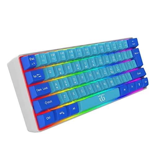 Snpurdiri 60% Wired Gaming Keyboard, RGB Ultra-Compact Mini Keyboard, Waterproof Mechanical Feeling Small Keyboard for PC/Mac Gamer, Typist, Travel, Easy to Carry on Business Trip (Blue-Wathet) image
