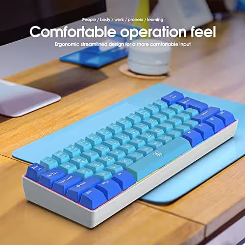 Snpurdiri 60% Wired Gaming Keyboard, RGB Ultra-Compact Mini Keyboard, Waterproof Mechanical Feeling Small Keyboard for PC/Mac Gamer, Typist, Travel, Easy to Carry on Business Trip (Blue-Wathet) image