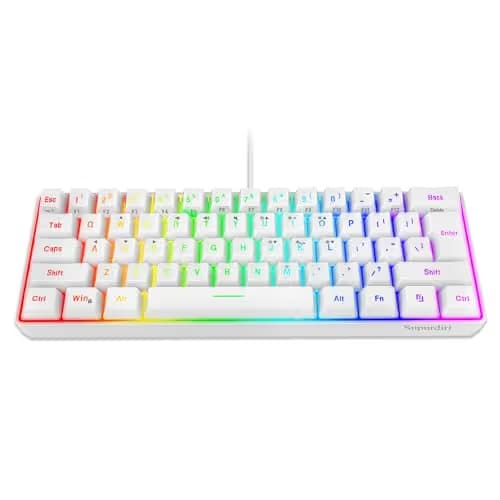 Snpurdiri 60% Wired Gaming Keyboard, 61 Keys RGB Backlit Wrist Rest Ultra-Compact Mini Waterproof Keyboard for PC Computer Gamer (White) main image
