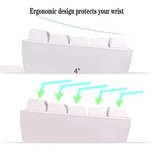 Snpurdiri 60% Wired Gaming Keyboard, 61 Keys RGB Backlit Wrist Rest Ultra-Compact Mini Waterproof Keyboard for PC Computer Gamer (White) image