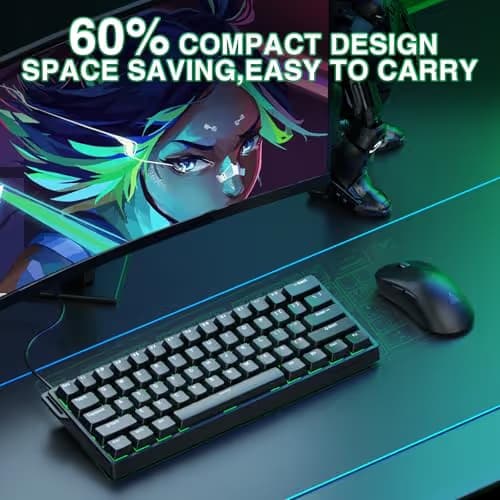 Aula WIN60 HE - 60% Mechanical Gaming Keyboard Wired, Magnetic Switch Hot Swappable, Adjustable Actuation Rapid Trigger Mode, 8000 Hz Polling Rate, RGB Small Keyboard 60 Percent Compact Design for PC image