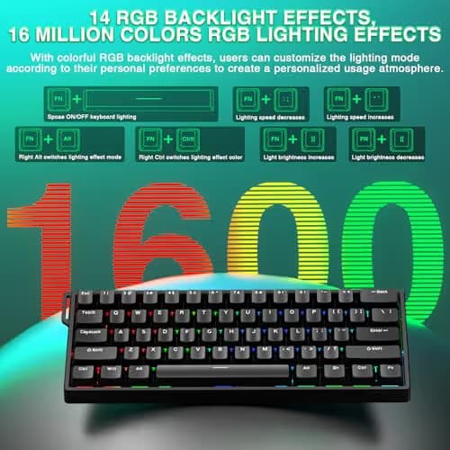 Aula WIN60 HE - 60% Mechanical Gaming Keyboard Wired, Magnetic Switch Hot Swappable, Adjustable Actuation Rapid Trigger Mode, 8000 Hz Polling Rate, RGB Small Keyboard 60 Percent Compact Design for PC image