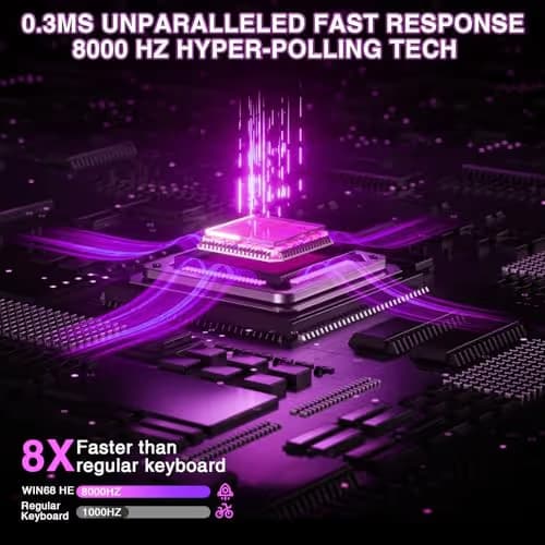 AULA WIN68 HE Mechanical Gaming Keyboard 60%, Hall Effect Magnetic Switch, Fast Trigger Mode Adjustable Actuation, 8000Hz Polling Rate, RGB Backlit, Wired Black Keyboard for Laptop/PC Gamer image