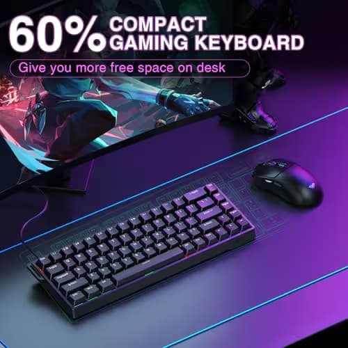 AULA WIN68 HE Mechanical Gaming Keyboard 60%, Hall Effect Magnetic Switch, Fast Trigger Mode Adjustable Actuation, 8000Hz Polling Rate, RGB Backlit, Wired Black Keyboard for Laptop/PC Gamer image