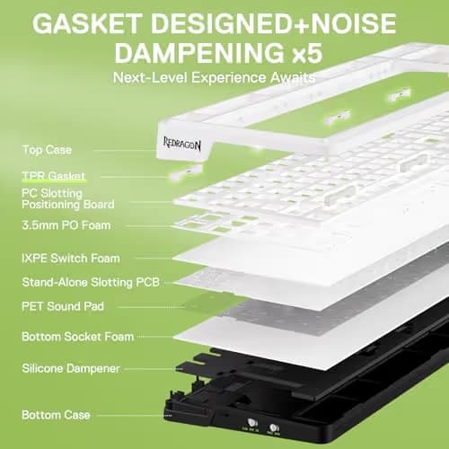 Redragon K686 PRO 98 Keys Wireless Gasket RGB Gaming Keyboard, 3-Mode PBT Mechanical Keyboard w/Hot-Swap Socket, Dedicated Knob Control & 5-Layer Noise Dampening, Custom Linear Switch image