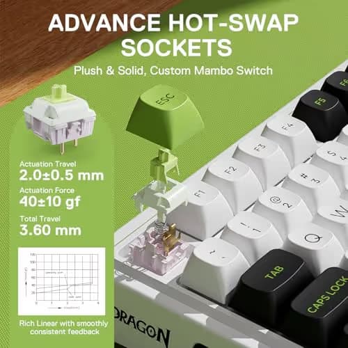 Redragon K686 PRO 98 Keys Wireless Gasket RGB Gaming Keyboard, 3-Mode PBT Mechanical Keyboard w/Hot-Swap Socket, Dedicated Knob Control & 5-Layer Noise Dampening, Custom Linear Switch image