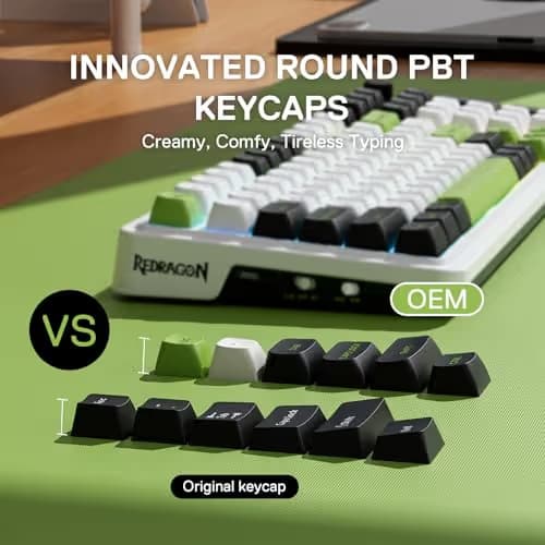 Redragon K686 PRO 98 Keys Wireless Gasket RGB Gaming Keyboard, 3-Mode PBT Mechanical Keyboard w/Hot-Swap Socket, Dedicated Knob Control & 5-Layer Noise Dampening, Custom Linear Switch image