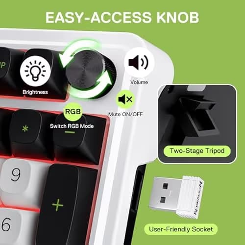 Redragon K686 PRO 98 Keys Wireless Gasket RGB Gaming Keyboard, 3-Mode PBT Mechanical Keyboard w/Hot-Swap Socket, Dedicated Knob Control & 5-Layer Noise Dampening, Custom Linear Switch image