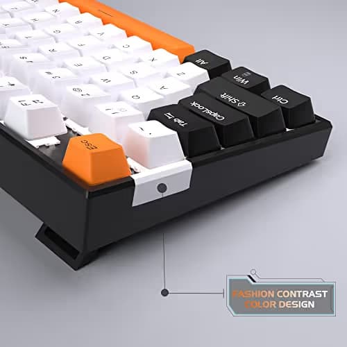 MageGee 75% Mechanical Gaming Keyboard, Yellow Switch, LED White Backlit, 87 Keys Compact TKL Wired Computer Keyboards for Windows Laptop PC Gamer - White/Black image