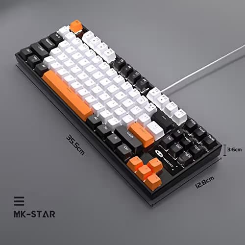 MageGee 75% Mechanical Gaming Keyboard, Yellow Switch, LED White Backlit, 87 Keys Compact TKL Wired Computer Keyboards for Windows Laptop PC Gamer - White/Black image