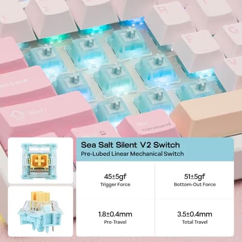 EPOMAKER TH108 PRO Full Size Mechanical Keyboard with Screen & Knob, Wireless Gaming Keyboard with 10000mAh, Creamy Gasket, Hot Swap, Custom Driver, RGB Backlight, NKRO (Pink, Sea Salt Silent) image