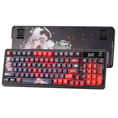 Redragon K719 PRO Wireless Gasket Gaming Keyboard w/Hype Screen & Knob, 95 Keys Mechanical Keyboard, Easy-Control 1.14’’ TFT Info Display, 5-Layer Noise Dampening, Custom Linear Switch, Anime Edition main image