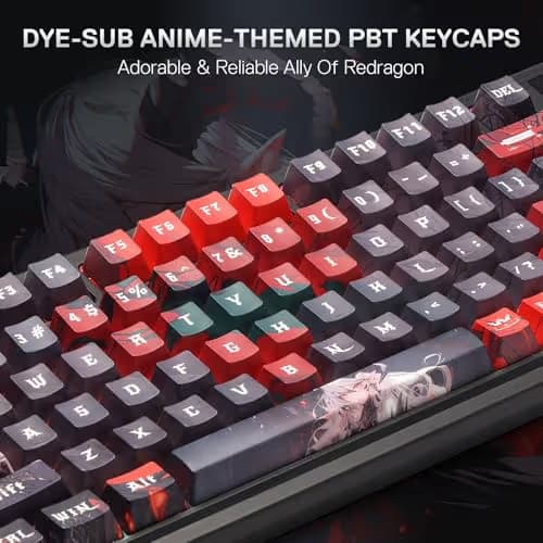 Redragon K719 PRO Wireless Gasket Gaming Keyboard w/Hype Screen & Knob, 95 Keys Mechanical Keyboard, Easy-Control 1.14’’ TFT Info Display, 5-Layer Noise Dampening, Custom Linear Switch, Anime Edition image