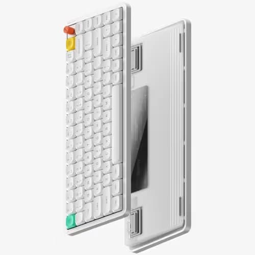 nuphy Air75 V3 Hot Swappable Wireless Mechanical Keyboard, 84 Keys 75% Custom Low Profile Keyboard with Knob, RGB Backlit, Gasket Mounted, Support Bluetooth/2.4GHz/USB-C,White-Blush Nano image