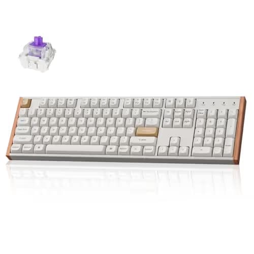 Keychron K10 HE Hall Effect Keyboard Wireless, Magnetic Switch Hot Swappable, Adjustable Actuation Rapid Trigger Mode with Aluminum + Wood Frame, Full-Size Custom RGB for Mac Windows Linux - White main image