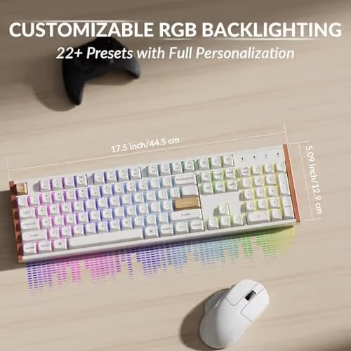 Keychron K10 HE Hall Effect Keyboard Wireless, Magnetic Switch Hot Swappable, Adjustable Actuation Rapid Trigger Mode with Aluminum + Wood Frame, Full-Size Custom RGB for Mac Windows Linux - White image
