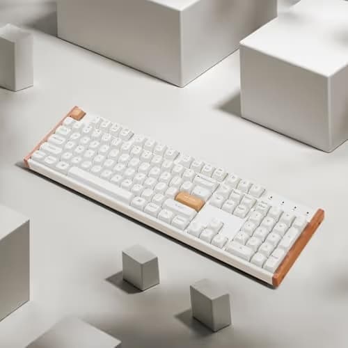Keychron K10 HE Hall Effect Keyboard Wireless, Magnetic Switch Hot Swappable, Adjustable Actuation Rapid Trigger Mode with Aluminum + Wood Frame, Full-Size Custom RGB for Mac Windows Linux - White image