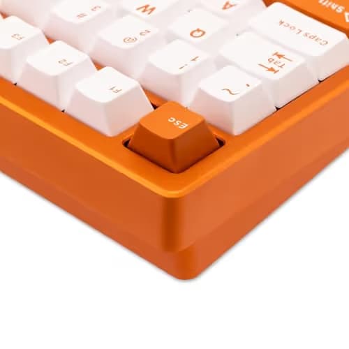 KEEBMONKEY WOBKEY Rainy 75 Aluminum HMX/JWK Switches Mechanical Keyboard with Superior Acoustics, Wired, BT, 2.4G Wireless Connectivity (Pro Orange(Stainless Steel Weight)) image