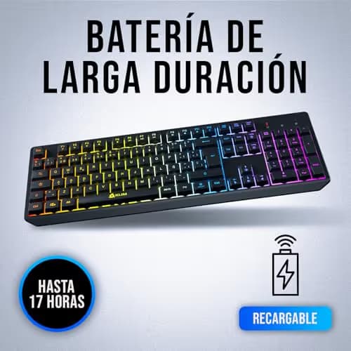 KLIM Chroma Wireless Spanish (España) Keyboard, RGB Backlit Wireless Keyboard, Rechargeable Battery, Quiet, Water-Resistant, Plug & Play for PC, Mac, PS4/PS5 image