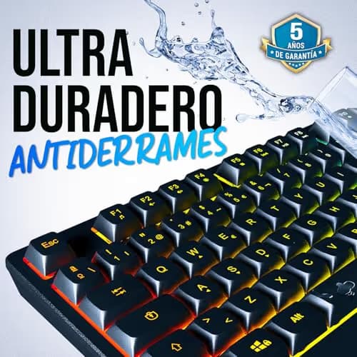 KLIM Chroma Wireless Spanish (España) Keyboard, RGB Backlit Wireless Keyboard, Rechargeable Battery, Quiet, Water-Resistant, Plug & Play for PC, Mac, PS4/PS5 image