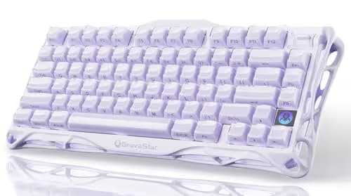 GravaStar Mercury K1 Purple 75% Wireless Mechanical Keyboard – Tri-Mode BT5.0/2.4GHz/USB-C Gaming Keyboard, Jelly Keycaps, Linear Switches, RGB Backlit Creamy Keyboard for PC/Mac, Cute & Stylish main image