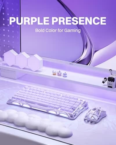 GravaStar Mercury K1 Purple 75% Wireless Mechanical Keyboard – Tri-Mode BT5.0/2.4GHz/USB-C Gaming Keyboard, Jelly Keycaps, Linear Switches, RGB Backlit Creamy Keyboard for PC/Mac, Cute & Stylish image