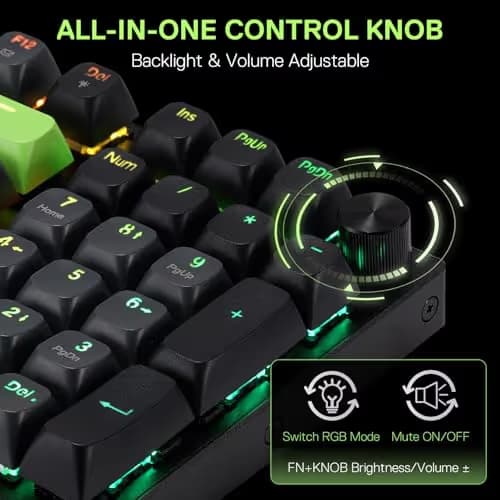 Redragon K740 98 Keys Wired RGB Gaming Keyboard, 95% PBT Mechanical Keyboard w/Solid Aluminum Base, Dedicated Knob Control & Hot-Swap Socket, Custom Linear Switch image