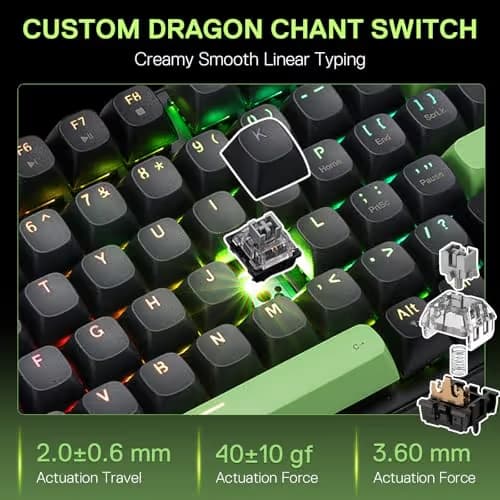 Redragon K740 98 Keys Wired RGB Gaming Keyboard, 95% PBT Mechanical Keyboard w/Solid Aluminum Base, Dedicated Knob Control & Hot-Swap Socket, Custom Linear Switch image
