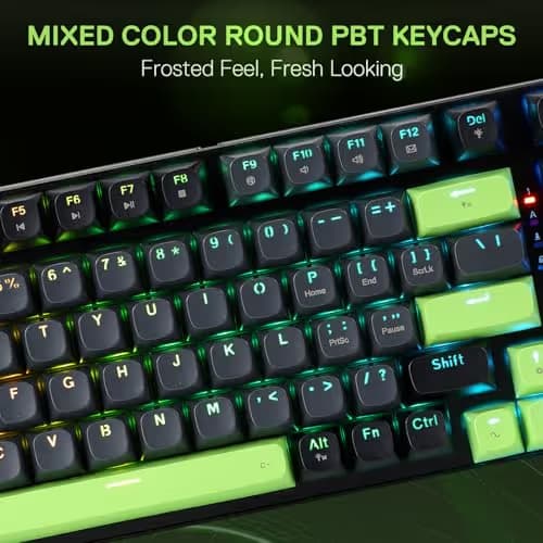 Redragon K740 98 Keys Wired RGB Gaming Keyboard, 95% PBT Mechanical Keyboard w/Solid Aluminum Base, Dedicated Knob Control & Hot-Swap Socket, Custom Linear Switch image