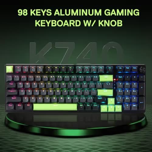 Redragon K740 98 Keys Wired RGB Gaming Keyboard, 95% PBT Mechanical Keyboard w/Solid Aluminum Base, Dedicated Knob Control & Hot-Swap Socket, Custom Linear Switch image