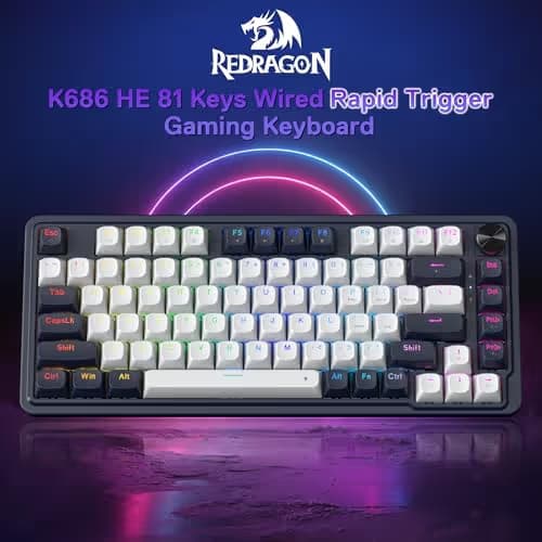 Redragon K673 HE Rapid Trigger Gaming Keyboard, 81 Keys 8K Wired Mechanical Keyboard w/Next-Gen UltraMag 100% POM Silky Magnetic Switch, Dual-Module Floating Structure Design, 5-Layer Noise Dampening image
