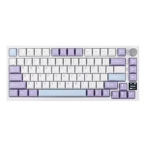 EPOMAKER Ajazz AK820 Pro 75% Wireless Mechanical Keyboard with TFT Smart Display&Knob, Gasket-Mounted Gaming Keyboard, BT/2.4GHz/USB-C Wired (Purple, Flying Fish Switch) image