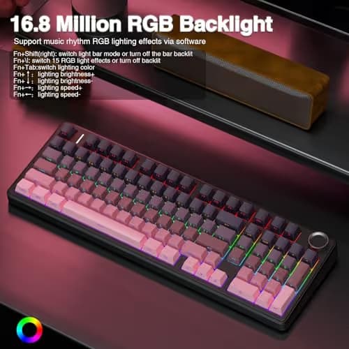 AULA F99 Pro Wireless Mechanical Keyboard with Knob,Tri-Mode BT5.0/USB-C/2.4GHz Hot Swappable Keyboard,Gasket Structure,Creamy Sound,RGB Backlit Computer Gaming Keyboards image