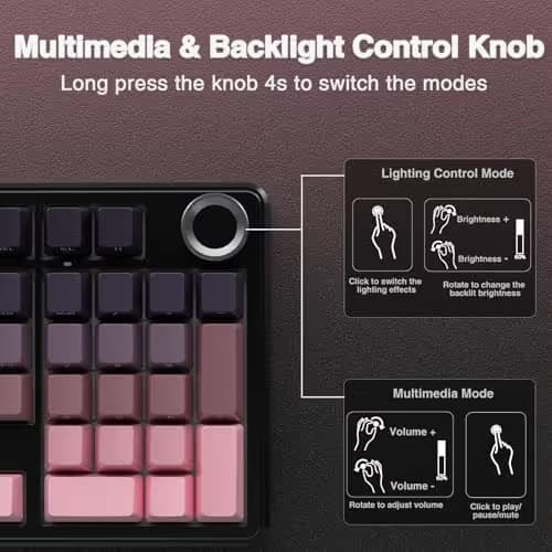 AULA F99 Pro Wireless Mechanical Keyboard with Knob,Tri-Mode BT5.0/USB-C/2.4GHz Hot Swappable Keyboard,Gasket Structure,Creamy Sound,RGB Backlit Computer Gaming Keyboards image