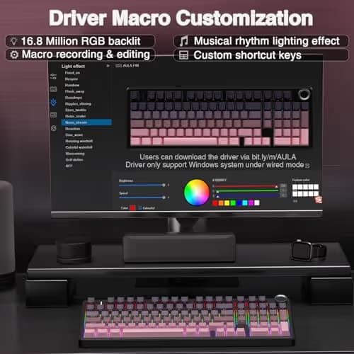 AULA F99 Pro Wireless Mechanical Keyboard with Knob,Tri-Mode BT5.0/USB-C/2.4GHz Hot Swappable Keyboard,Gasket Structure,Creamy Sound,RGB Backlit Computer Gaming Keyboards image