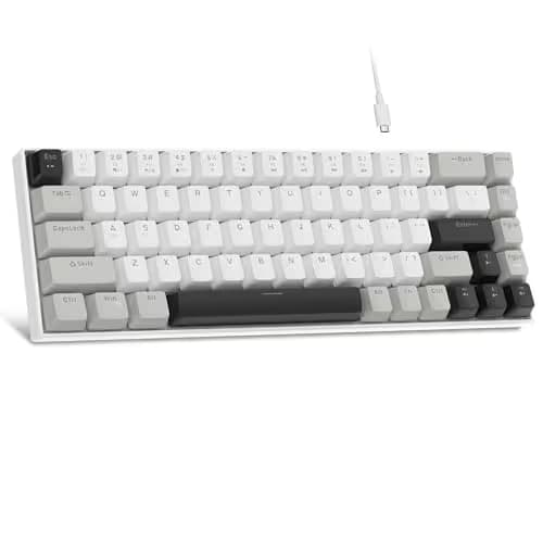 MageGee Portable 60% Mechanical Gaming Keyboard, MK-Box LED White Backlit Compact 68 Keys Mini Wired Office Keyboard with Red Switch for Windows Laptop PC Mac - Grey main image