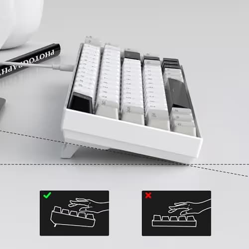 MageGee Portable 60% Mechanical Gaming Keyboard, MK-Box LED White Backlit Compact 68 Keys Mini Wired Office Keyboard with Red Switch for Windows Laptop PC Mac - Grey image