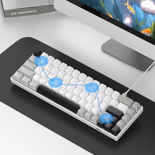 MageGee Portable 60% Mechanical Gaming Keyboard, MK-Box LED White Backlit Compact 68 Keys Mini Wired Office Keyboard with Red Switch for Windows Laptop PC Mac - Grey image